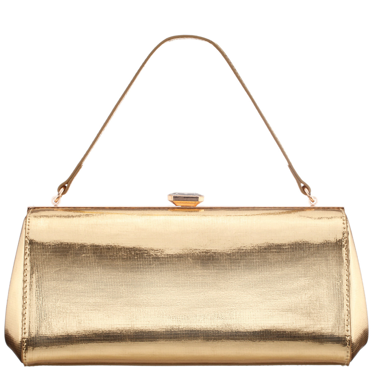Nina Shoes Delsie Gold Mini Geo Metallic Frame Clutch