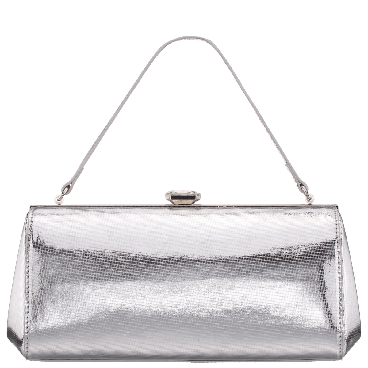 Nina Shoes Delsie Silver Mini Geo Metallic Frame Clutch