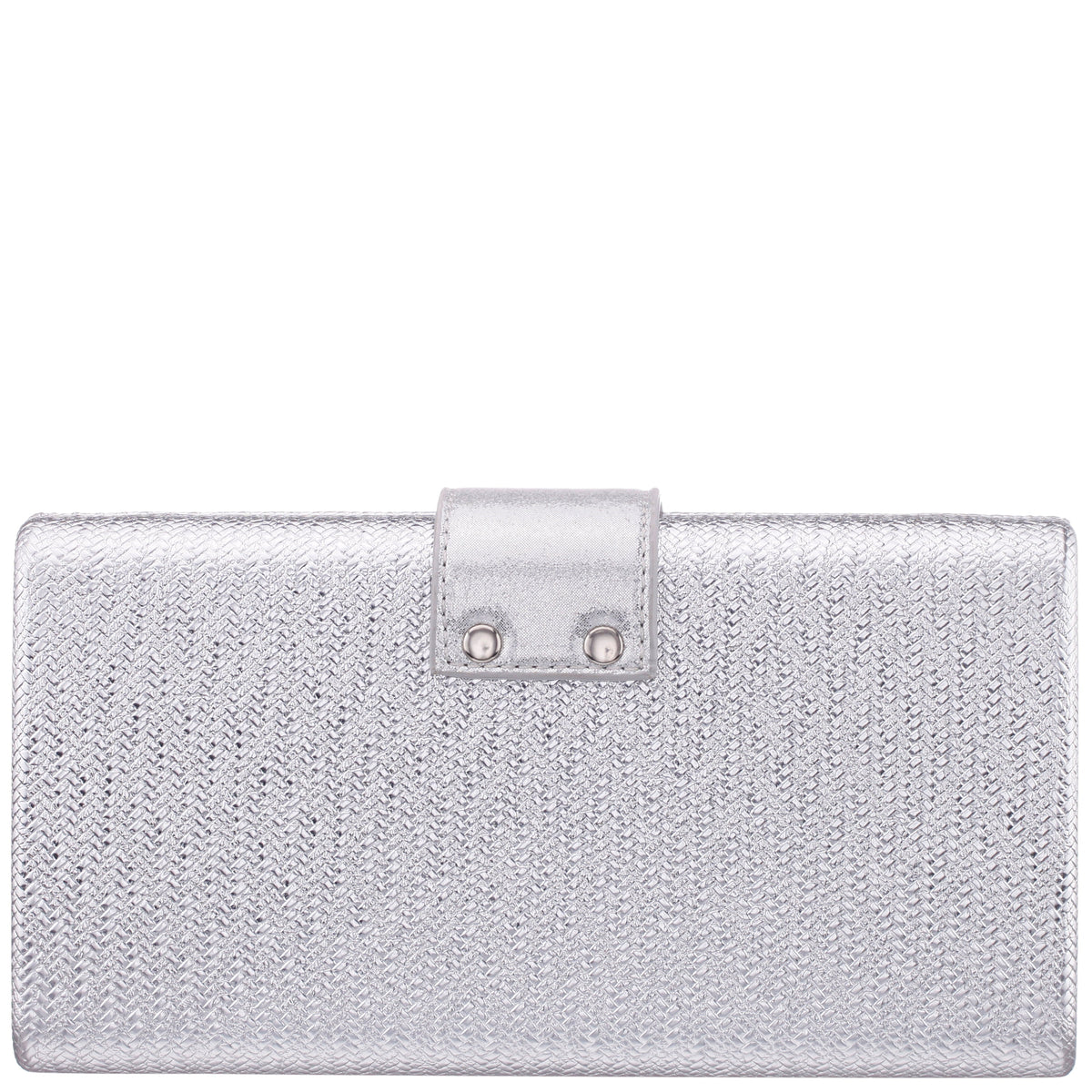 Nina Shoes Presly Antique Silver Embossed Woven PU / Reflective Suedette Minaudiere