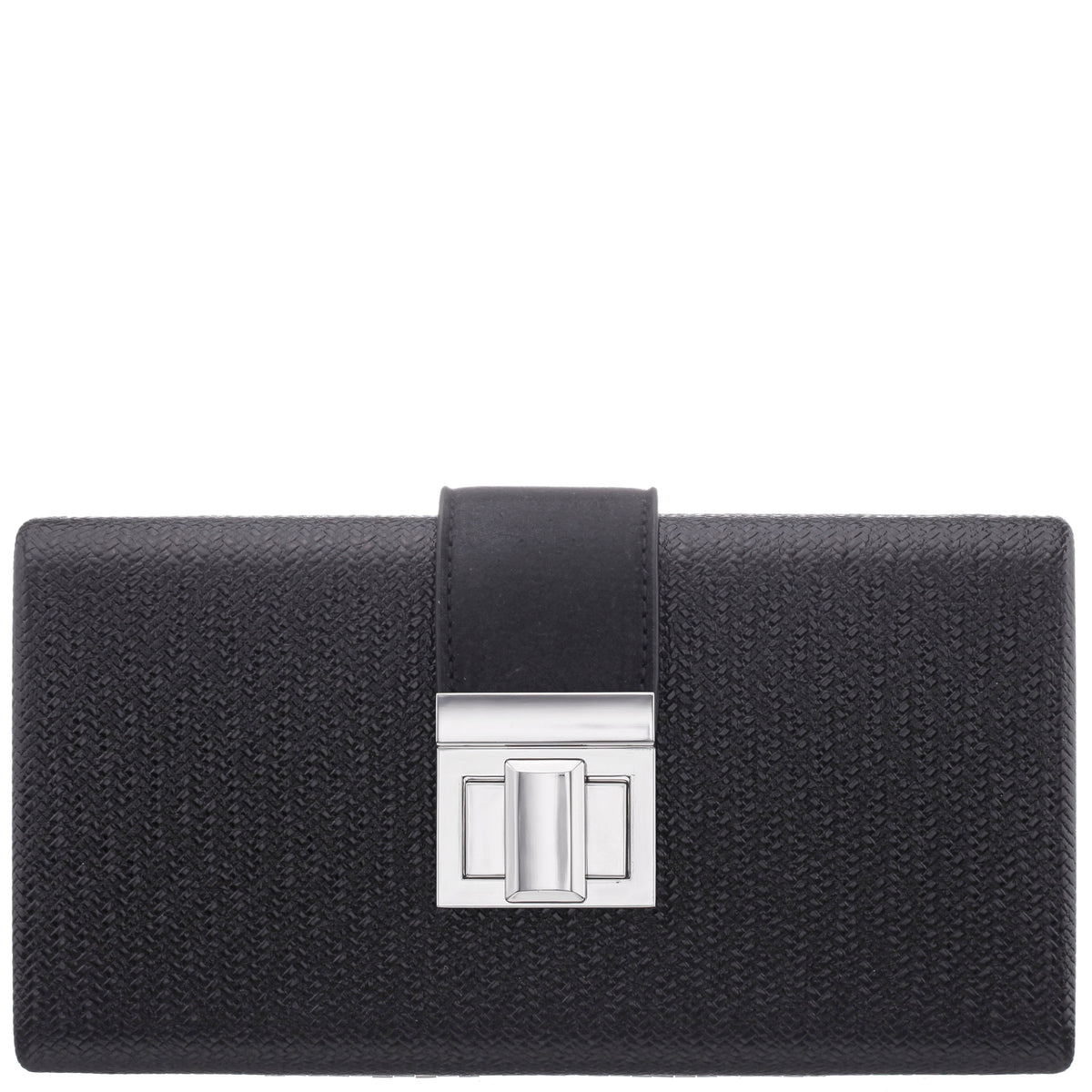 Nina Shoes Presly Black Embossed Woven PU / Reflective Suedette Minaudiere