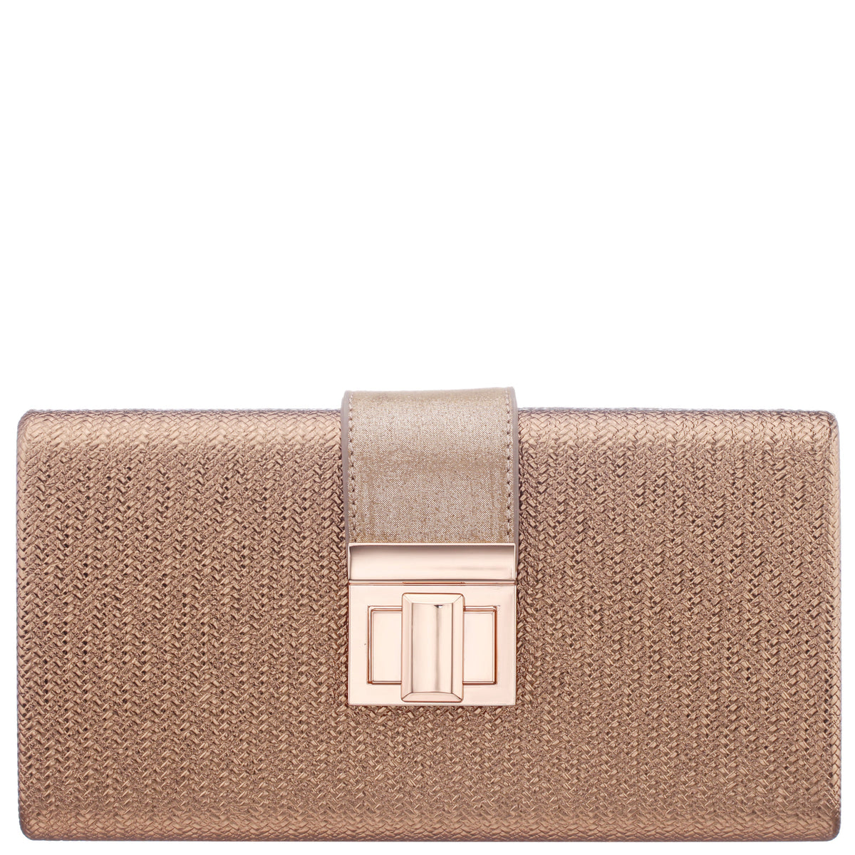 Nina Shoes Presly Brown Embossed Woven PU / Reflective Suedette Minaudiere