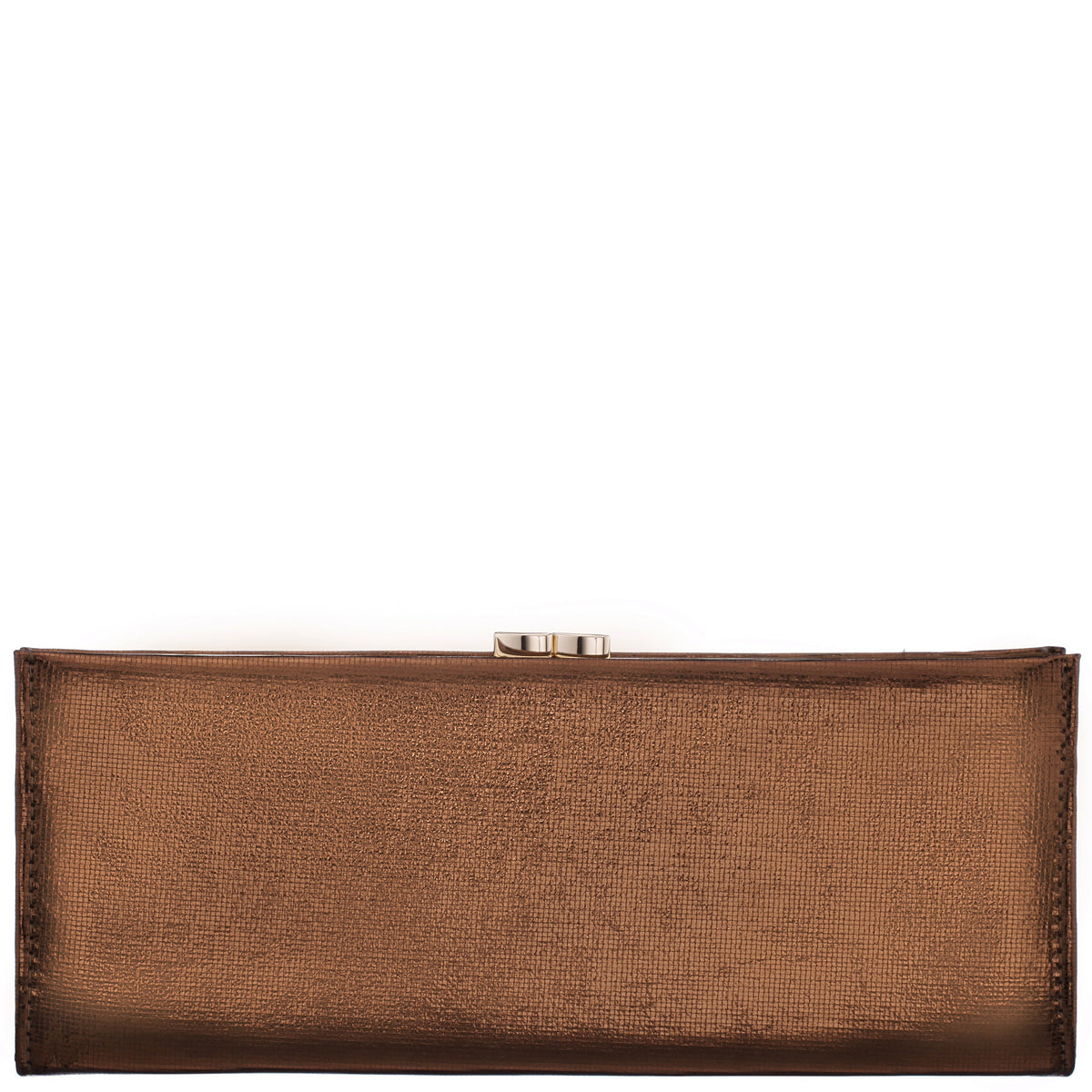 Nina Shoes Tierney Brown Mini Geo Metallic Fabric Frame Clutch