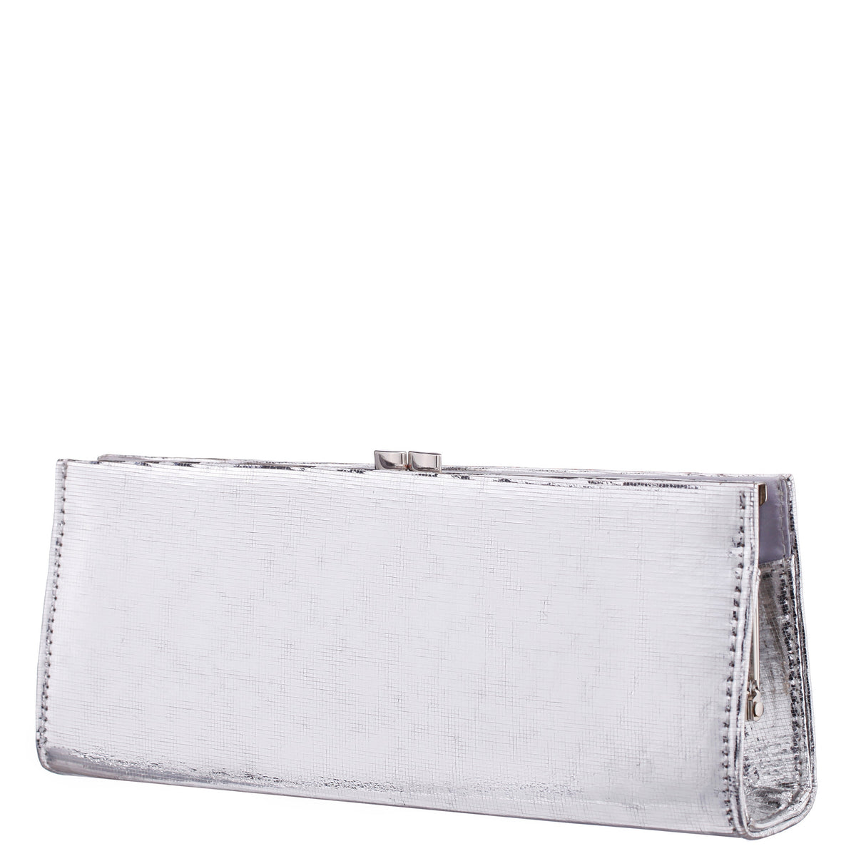 Nina Shoes Tierney Silver Mini Geo Metallic Fabric Frame Clutch