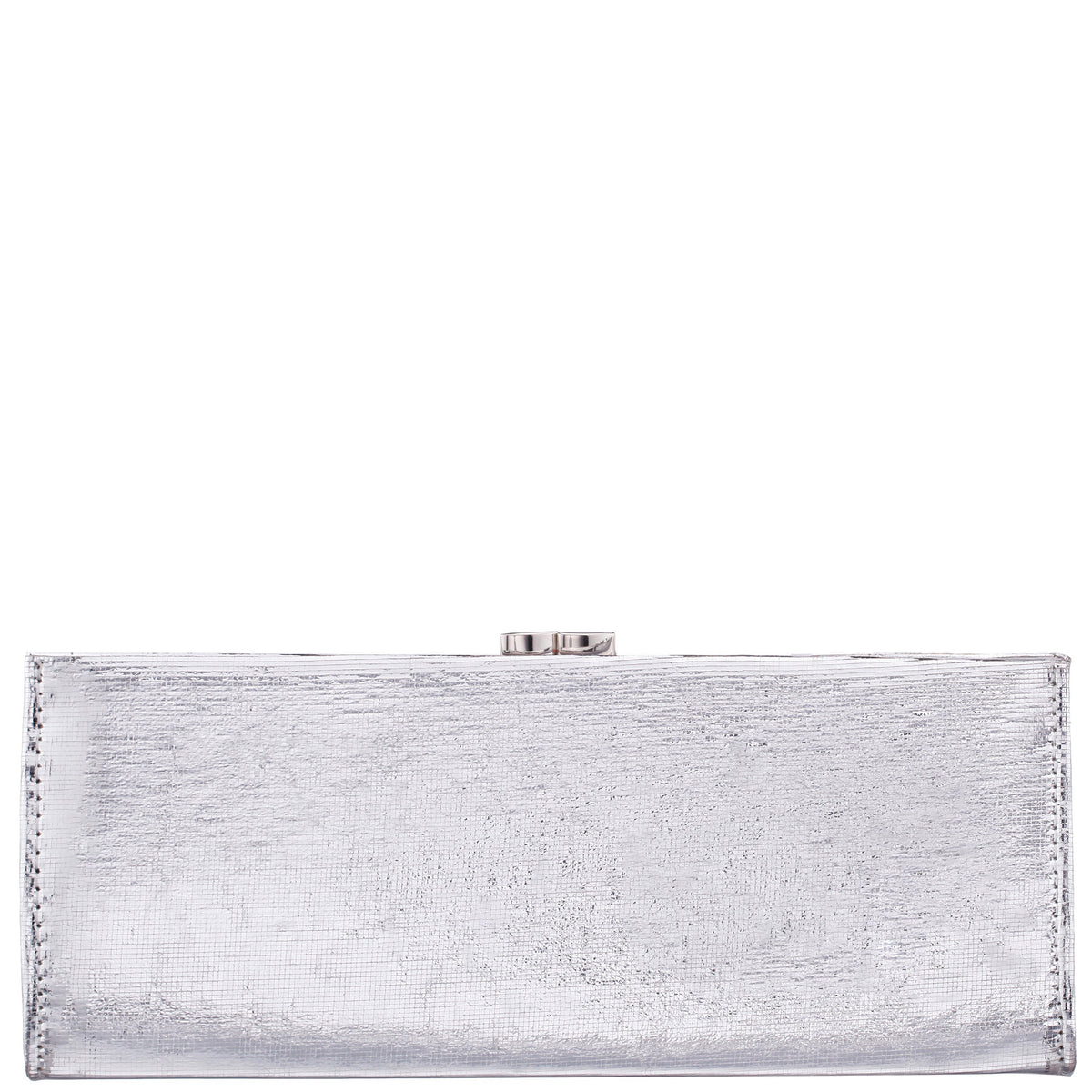 Nina Shoes Tierney Silver Mini Geo Metallic Fabric Frame Clutch