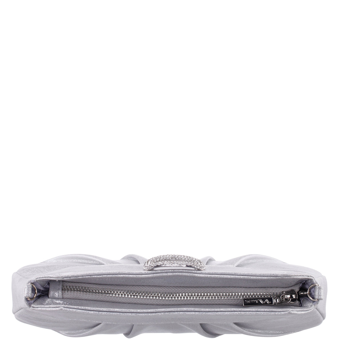 Nina Shoes Amy True Silver Reflective Suedette Clutch
