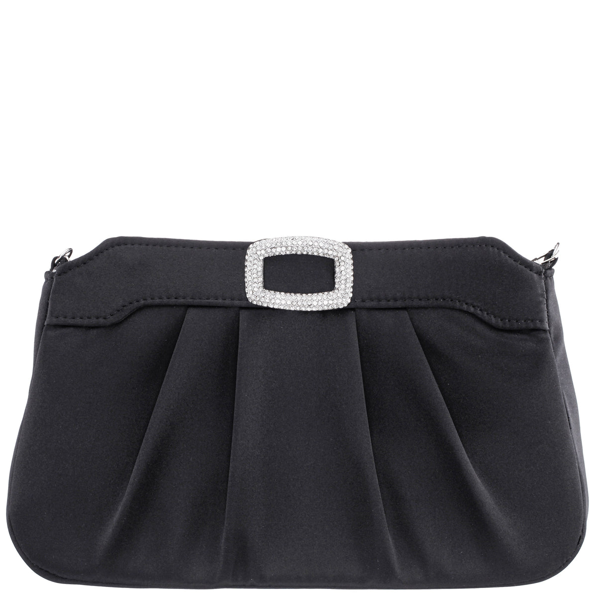 Nina Shoes Amy Black Satin / Glass Crystal Clutch