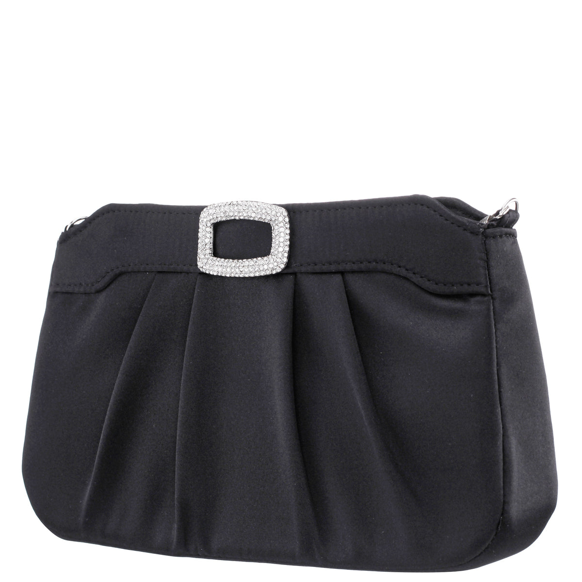 Nina Shoes Amy Black Satin / Glass Crystal Clutch