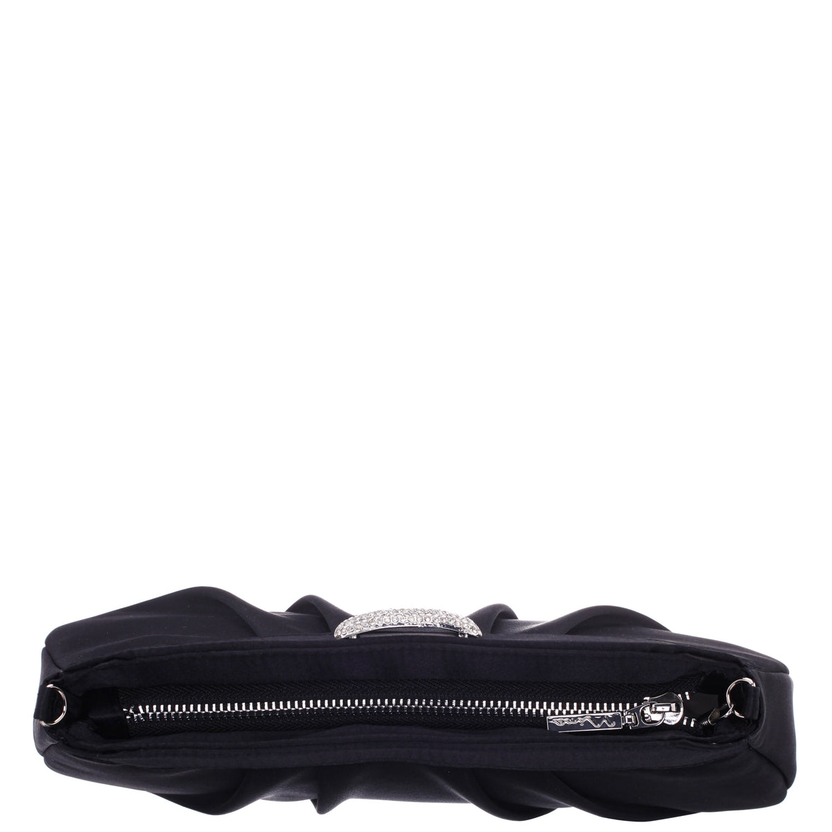 Nina Shoes Amy Black Satin / Glass Crystal Clutch