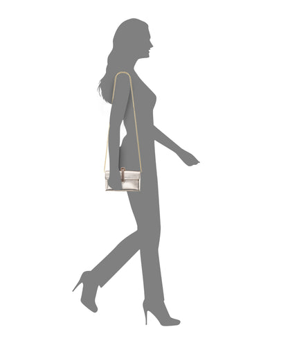 Nina Shoes Kaylee Platino Luna Foil PU / Glass Crystal Handle Bag
