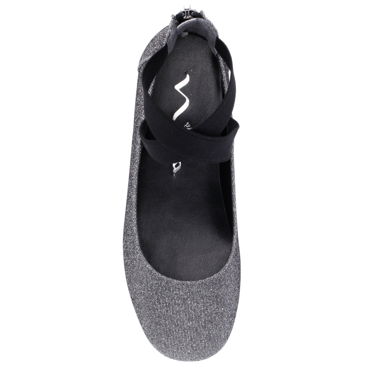 Nina Shoes Girls Marissa Black Sparkle zip back ballet flats