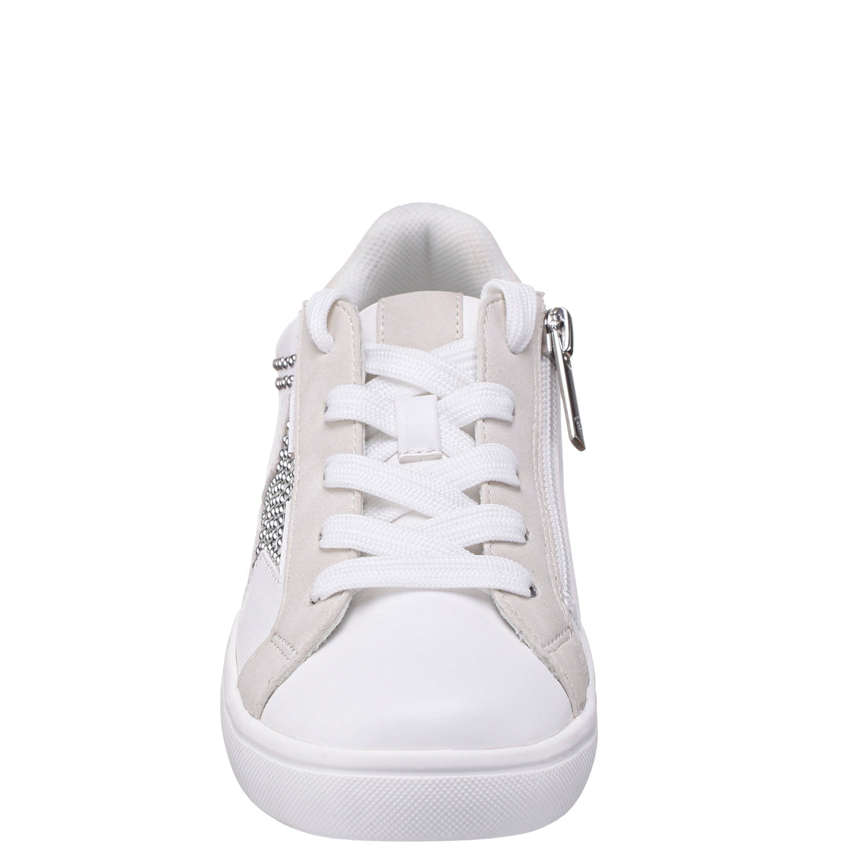 Nina Shoes Girls Zicky White lace up star studded sneakers