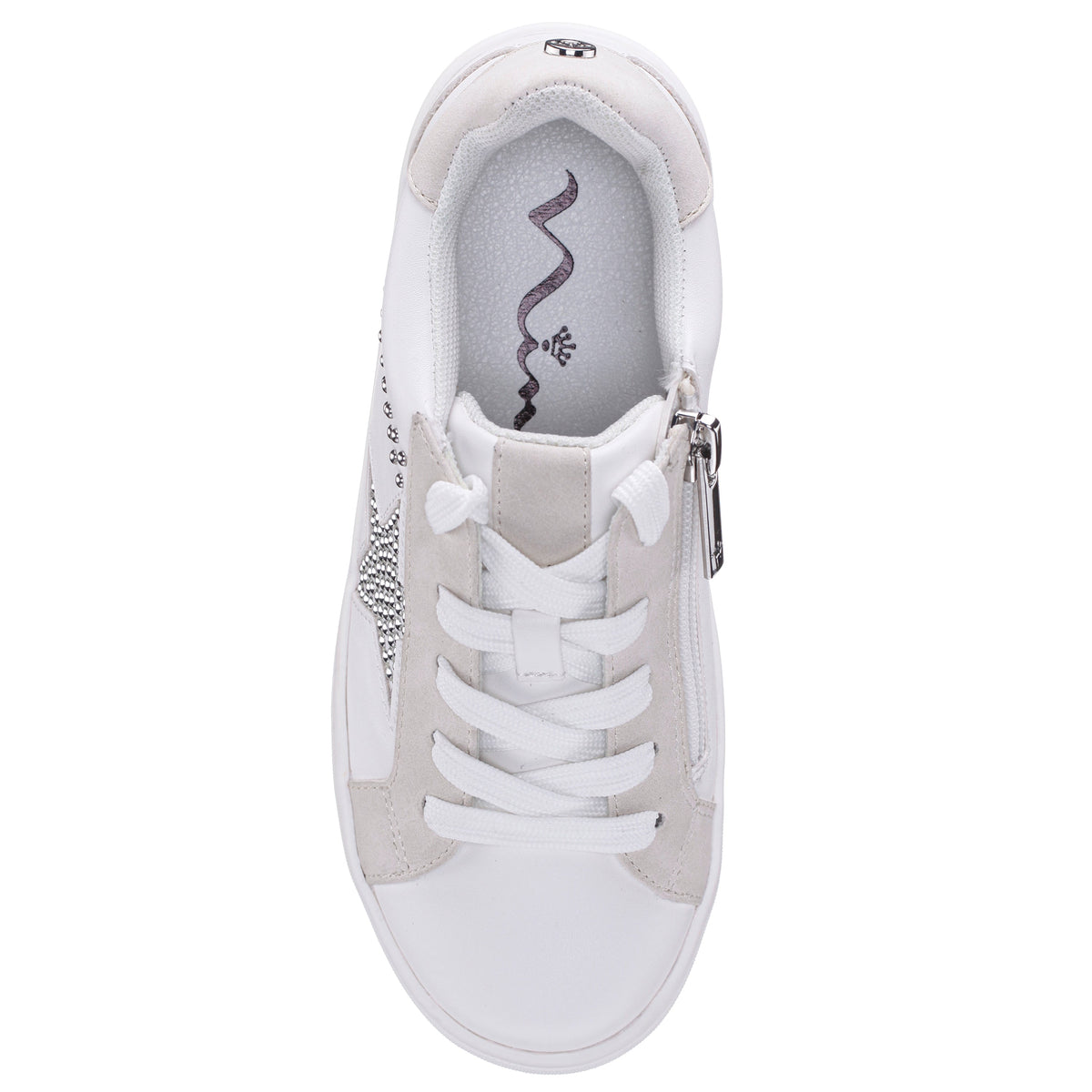 Nina Shoes Girls Zicky White lace up star studded sneakers