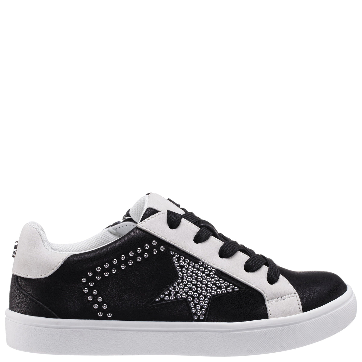 Nina Shoes Girls Zicky black lace up star studded sneakers