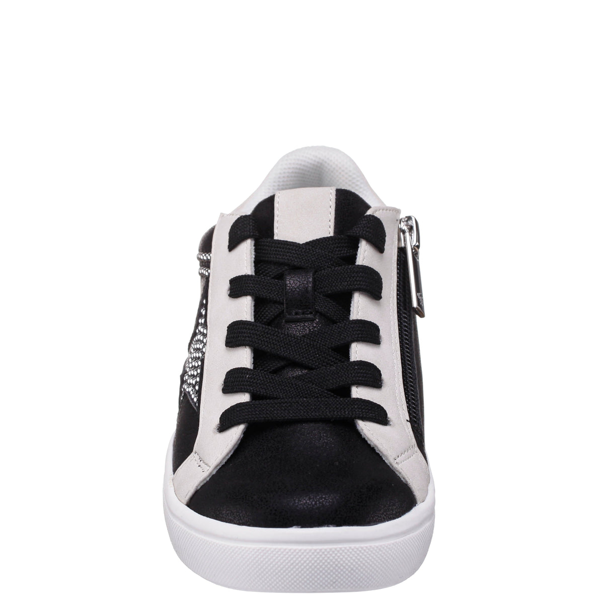 Nina Shoes Girls Zicky black lace up star studded sneakers