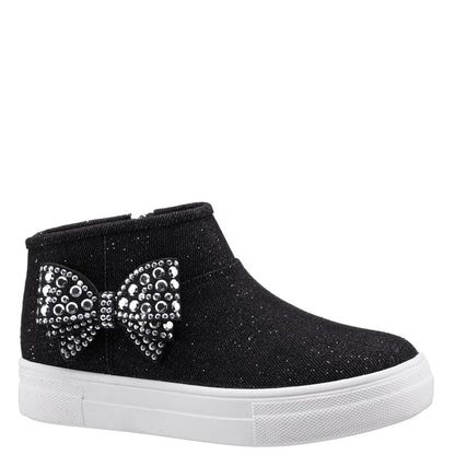 Nina Shoes Girls Gwenny Black Denim Glitter High Top Zip Sneaker