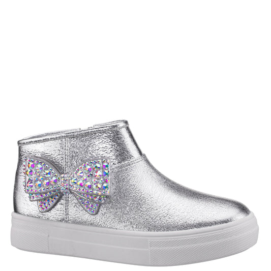 Nina Shoes Girls Gwenny Silver Metallic High Top Zip Sneaker