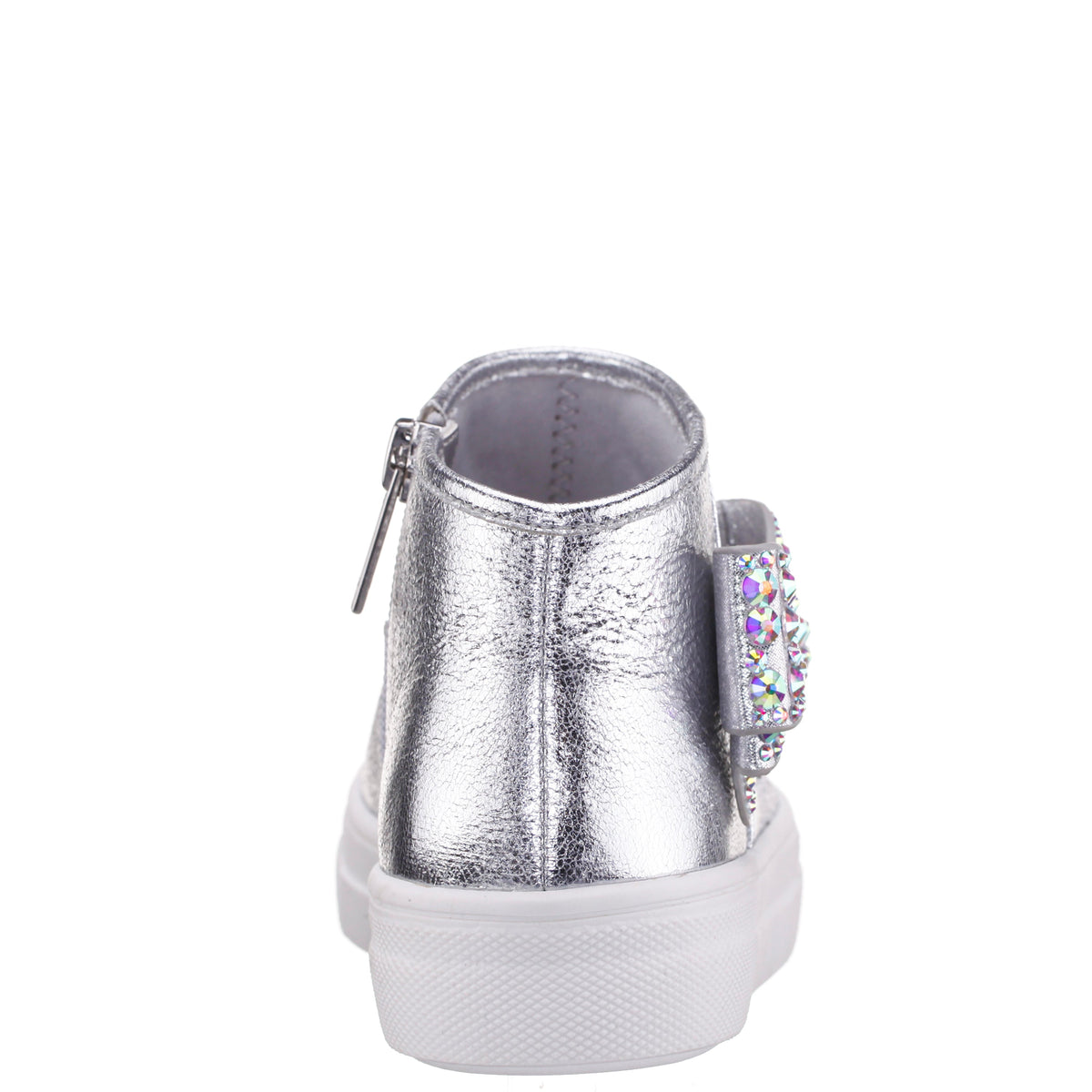 Nina Shoes Girls Gwenny Silver Metallic High Top Zip Sneaker