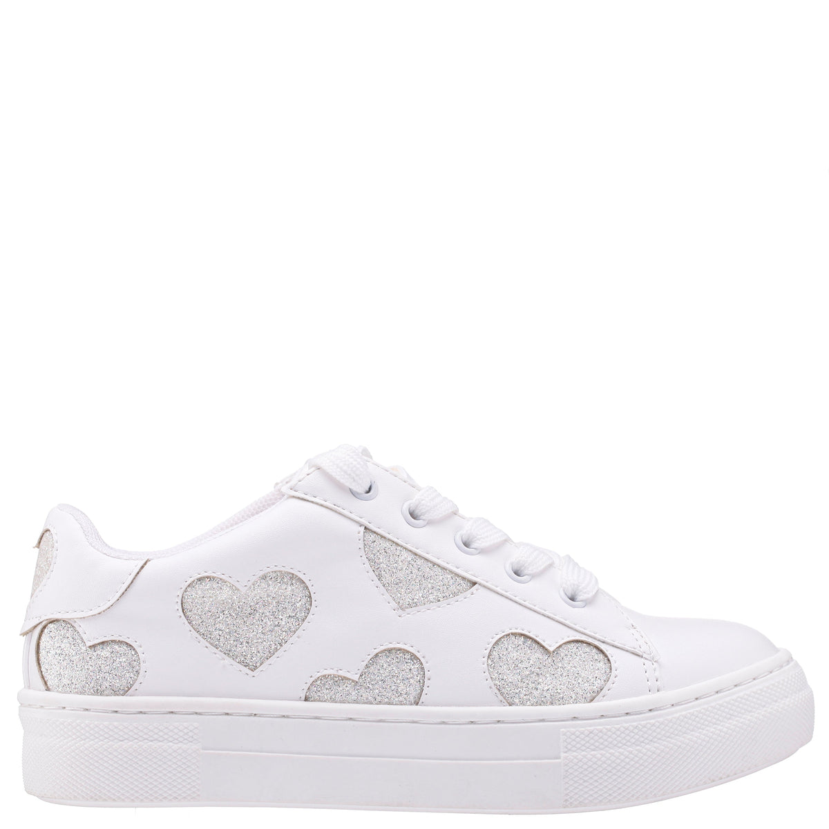 Nina Shoes Girls Esti White lace up sneakers with hearts