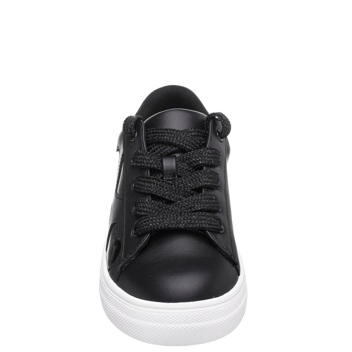 Nina Shoes Girls Esti Black lace up sneakers with hearts