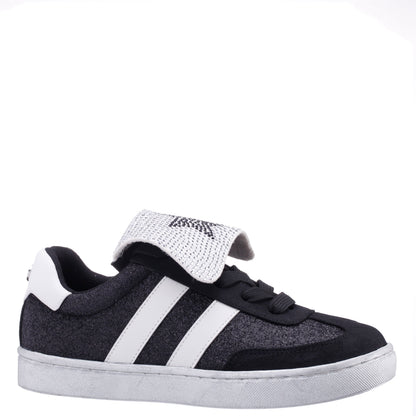 Nina Shoes Girls Cruise Black Glitter Low Top Sneakers