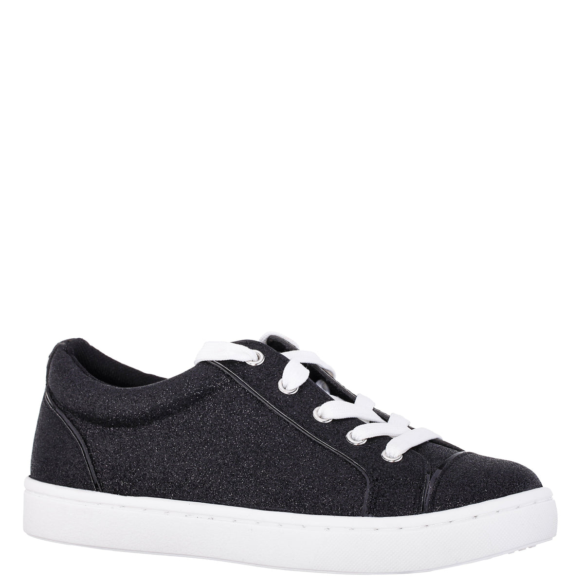 Nina Shoes Girls Portia Black Glitter Low Top Sneakers