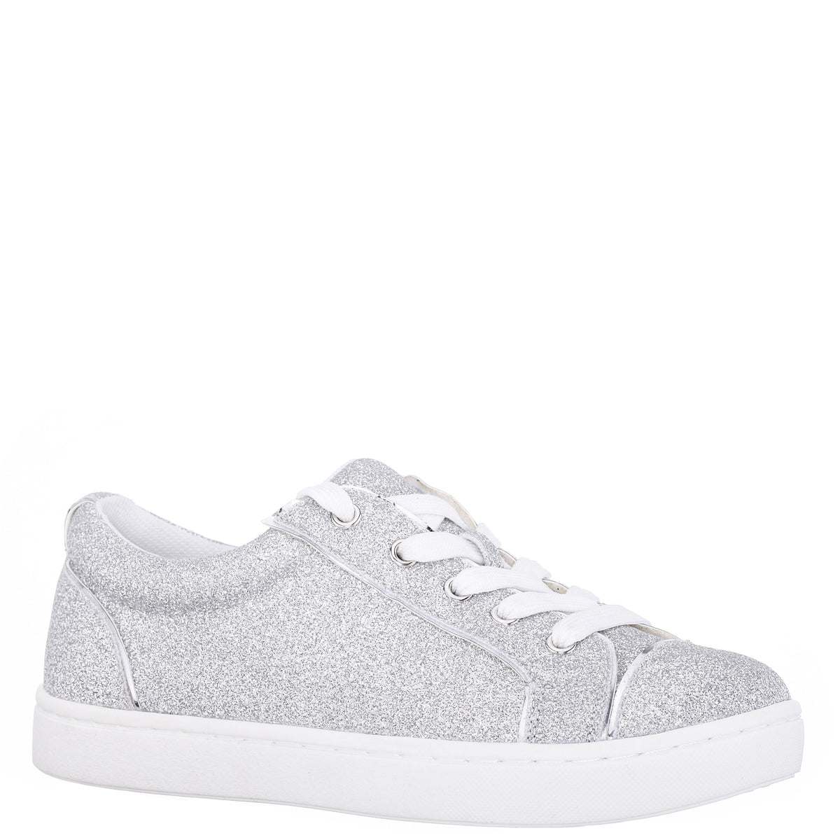 Nina Shoes Girls Portia Silver Glitter Low Top Sneakers