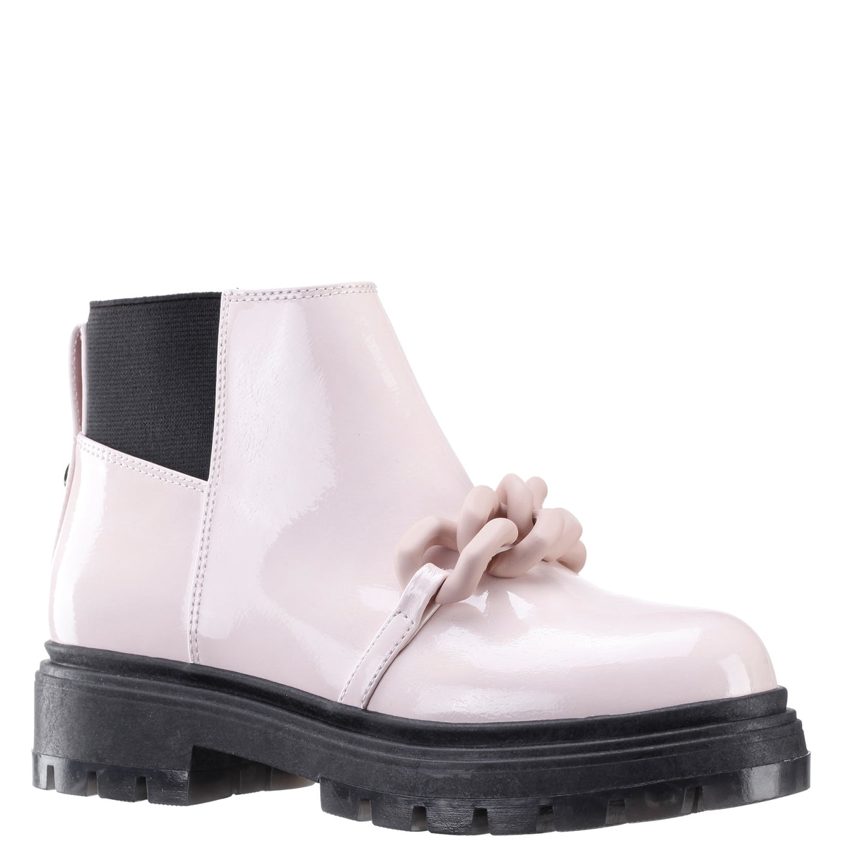 Nina Shoes Girls Ocean Pink Crinkle Patent Side Zip boot