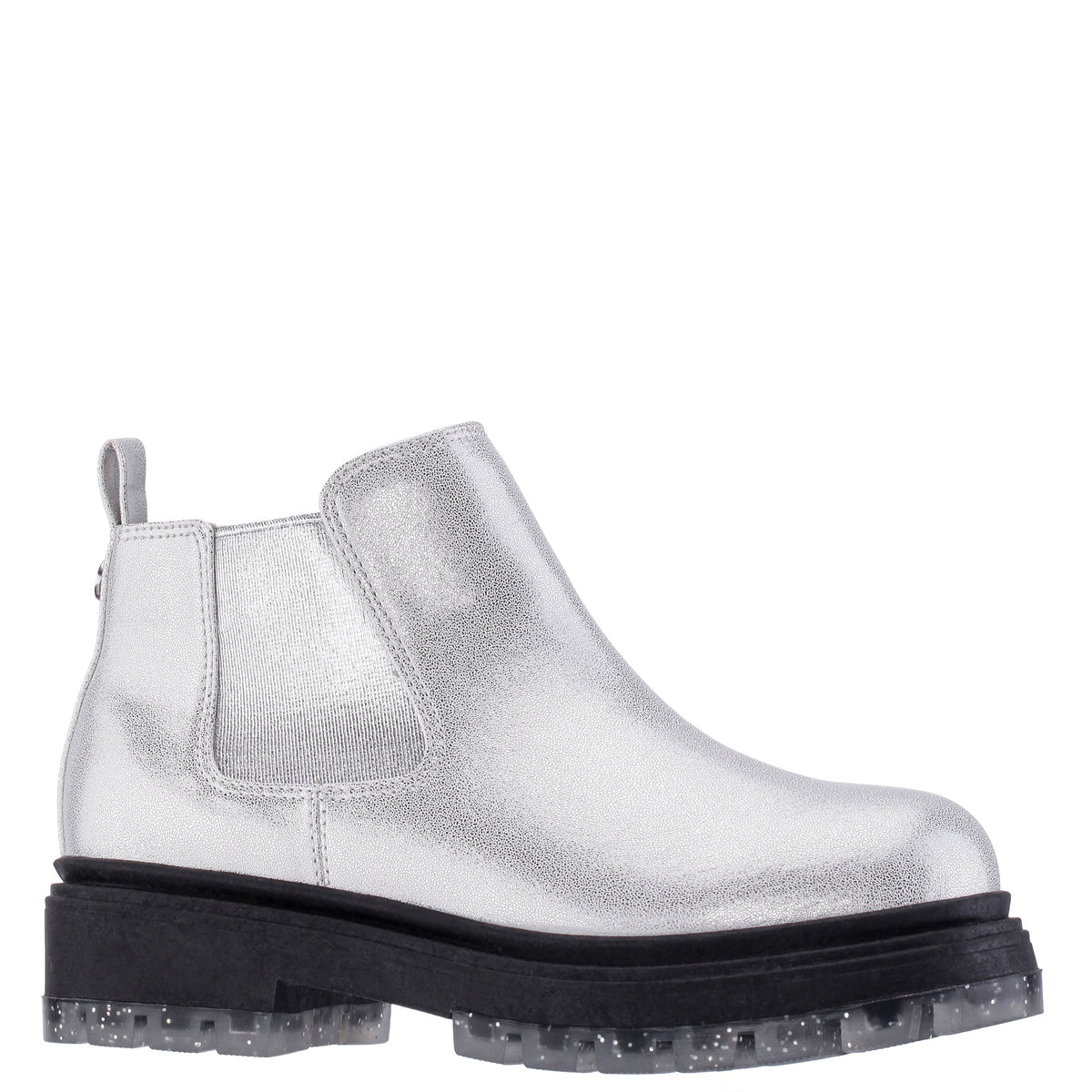 Nina Shoes Girls Prisila Silver Metallic Inside Zip Ankle Boots