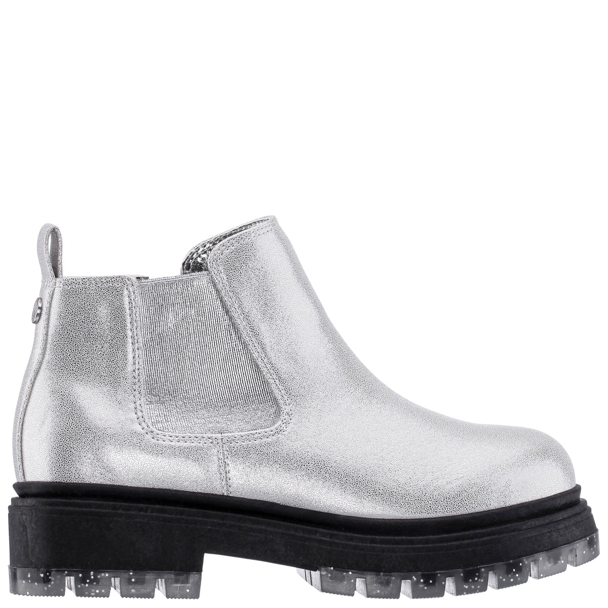 Nina Shoes Girls Prisila Silver Metallic Inside Zip Ankle Boots