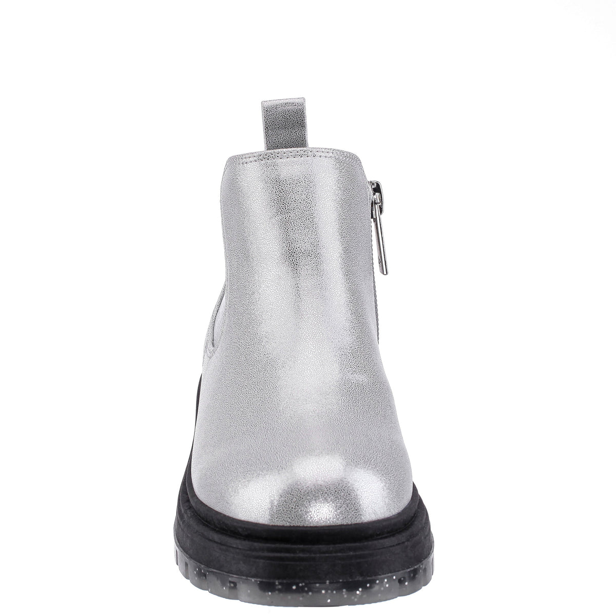 Nina Shoes Girls Prisila Silver Metallic Inside Zip Ankle Boots