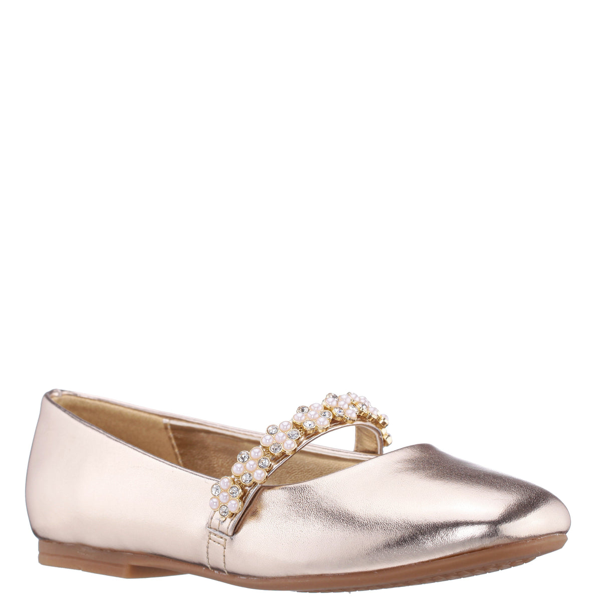 Nina Shoes Girls Joansie Light Gold Metallic Ballet Dress Shoe