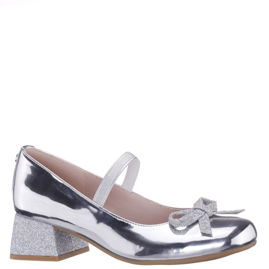 Nina Shoes Girls Bryonna Silver Heel Mary Jane Pumps