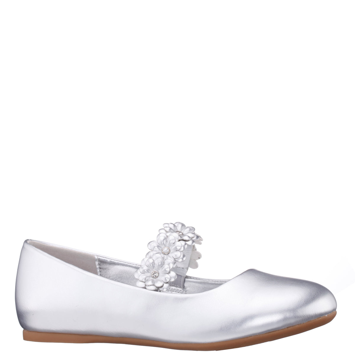 Nina Shoes Girls Rozy Silver Metallic Ballet Dress Shoes