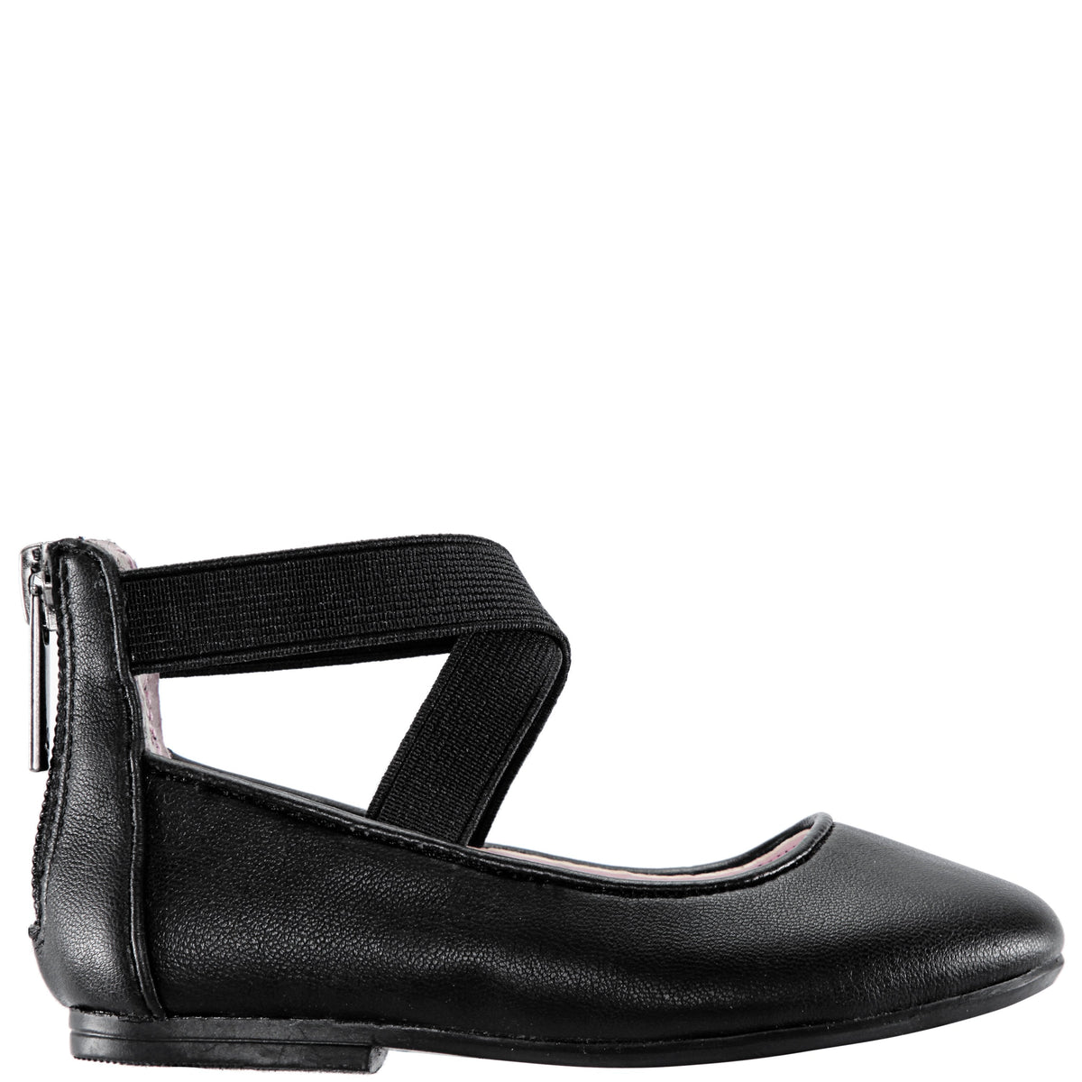Nina Shoes Girls Marissa Black zip back ballet flats