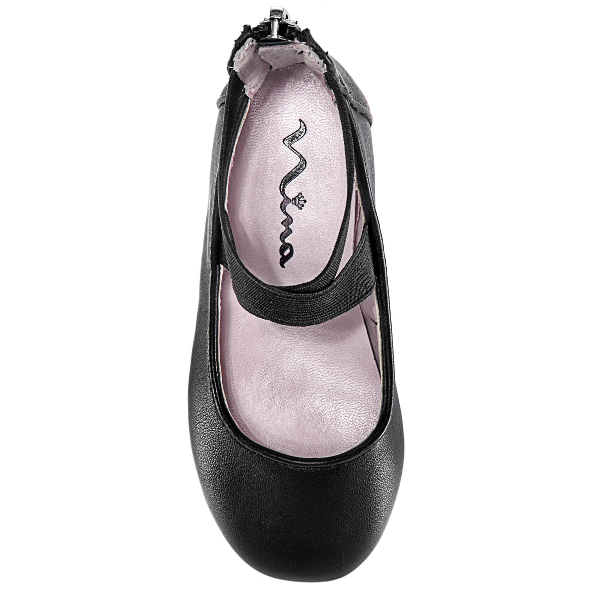 Nina Shoes Girls Marissa Black zip back ballet flats