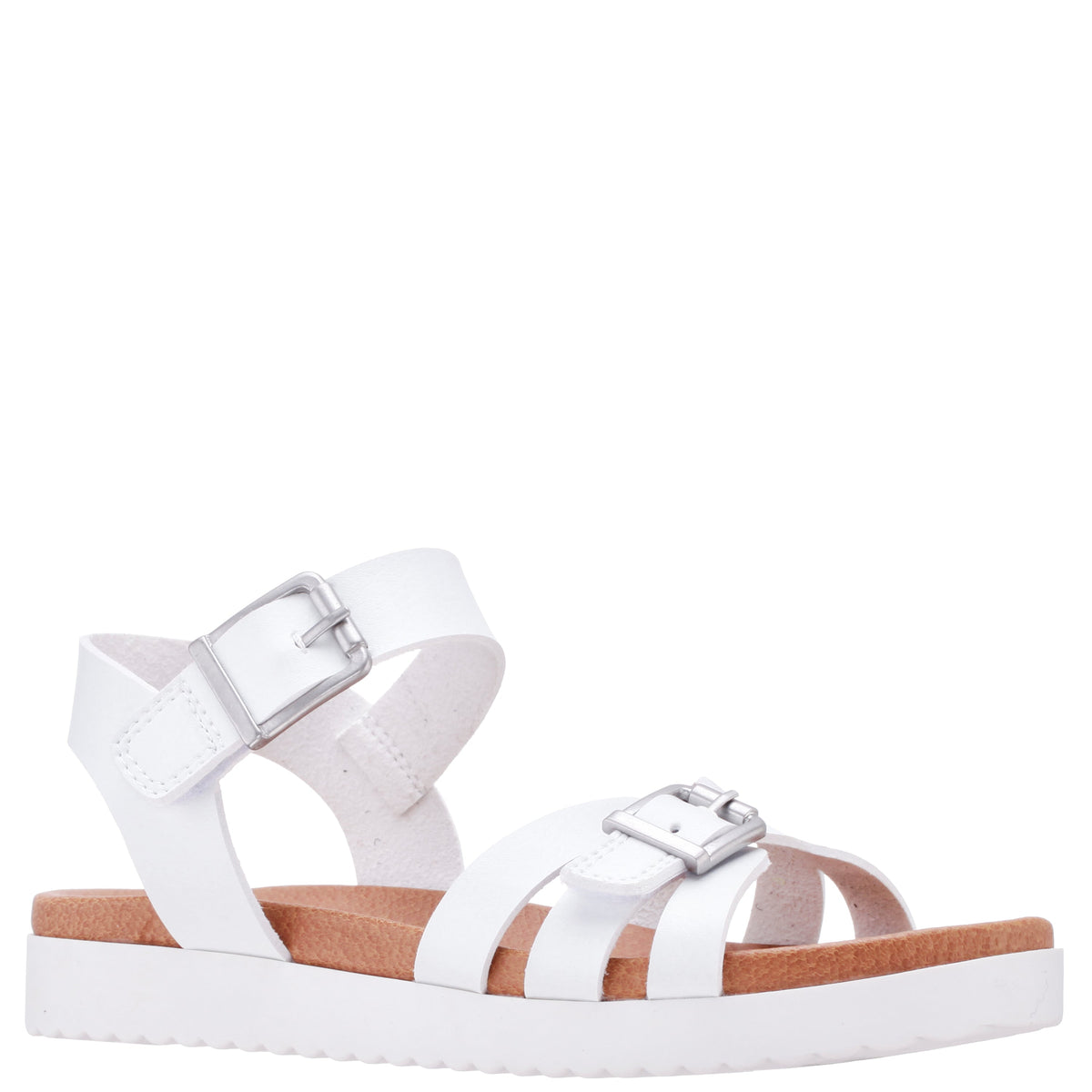 Nina Shoes Girls Lacey White Adjustable Strap Sandals
