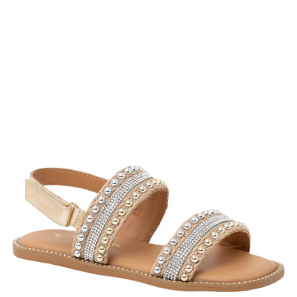 Nina Shoes Girls Suissa Light Gold Adjustable Strap Sandal