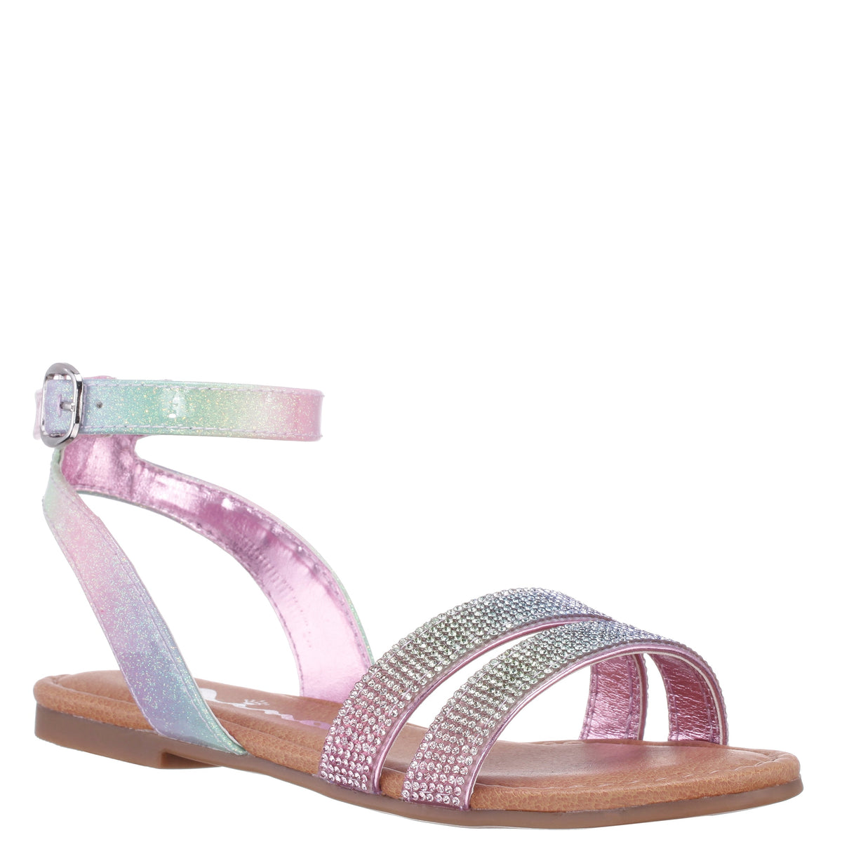 Nina Shoes Girls Cameena Pastel Metallic Rhinestone Sandals