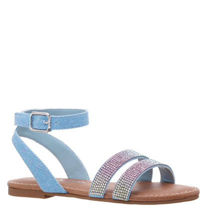 Nina Shoes Girls Cameena Blue Denim Rhinestone Sandal