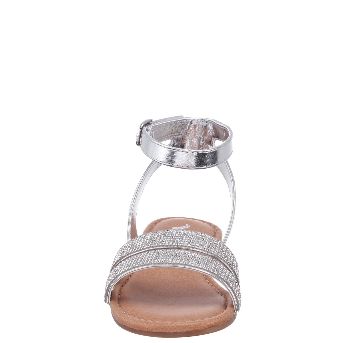 Nina Shoes Girls Cameena Silver Metallic Rhinestone Sandals