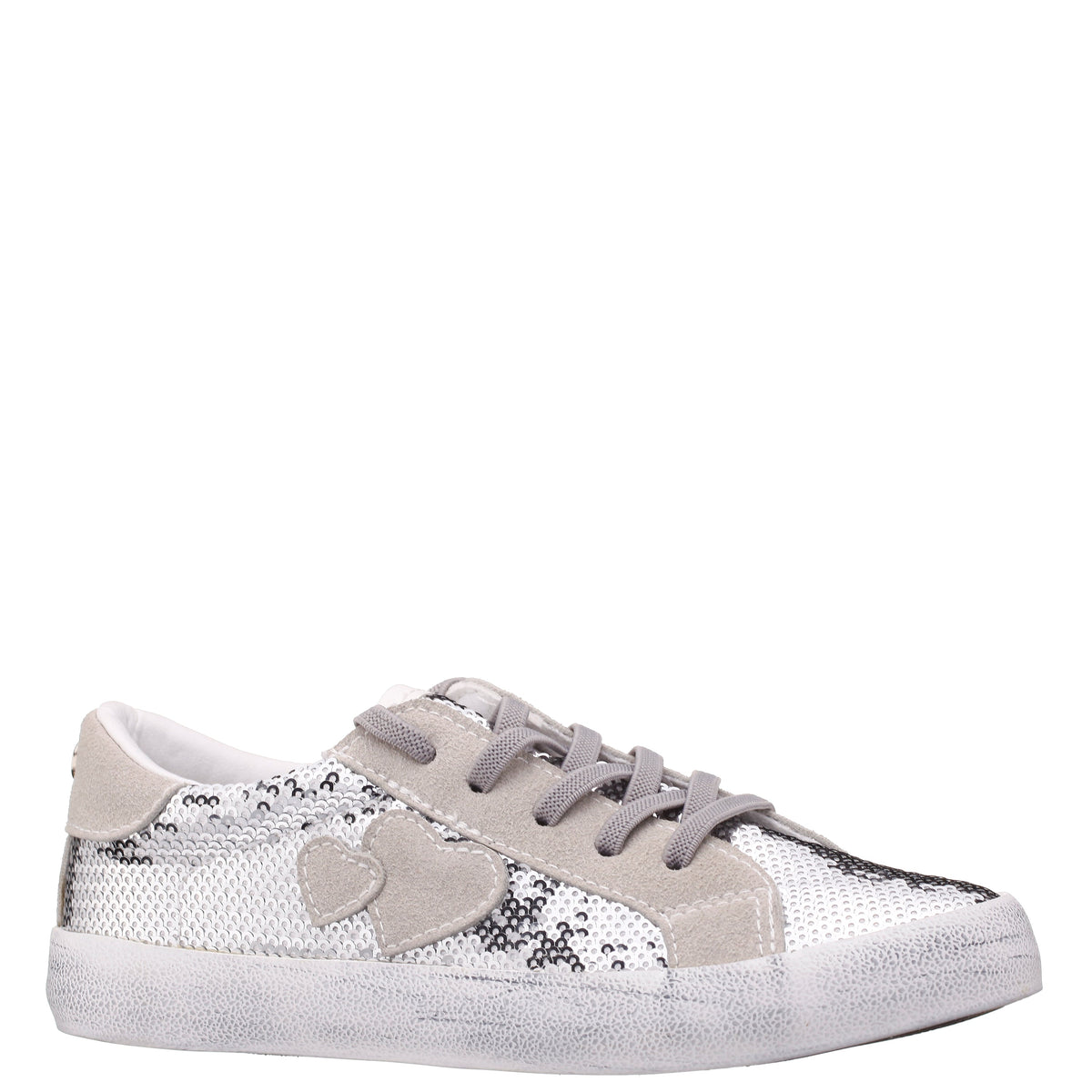 Nina Shoes Girls Madelina Silver Sequin Lace Up Sneakers