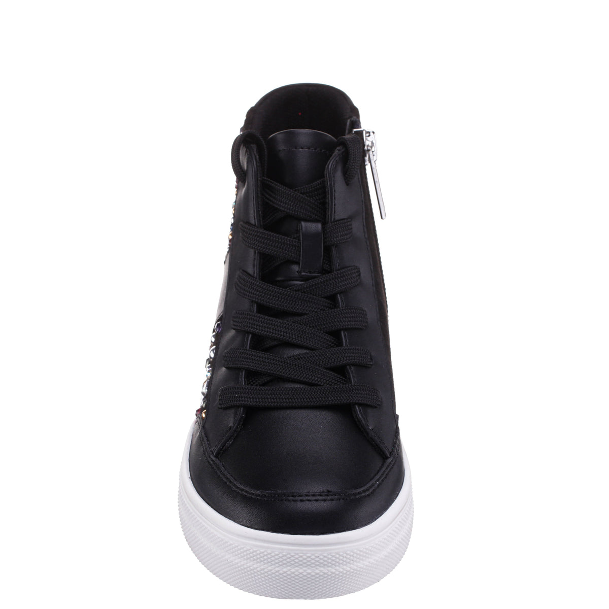 Nina Shoes Girls Kala Black Studded High Top Side Zip Sneakers