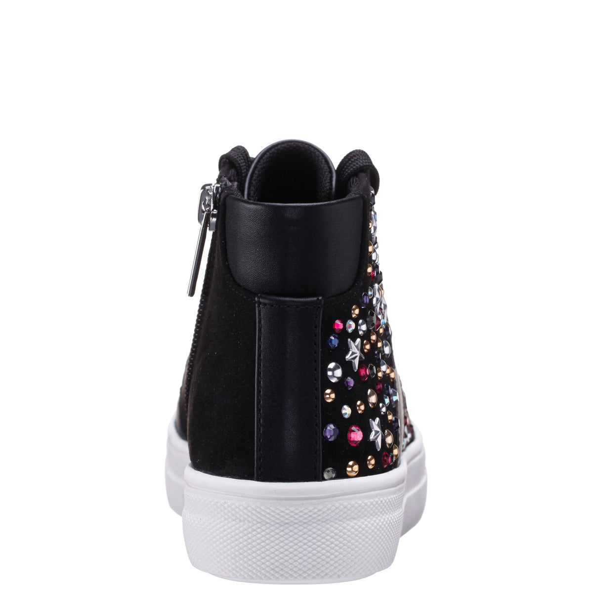 Nina Shoes Girls Kala Black Studded High Top Side Zip Sneakers