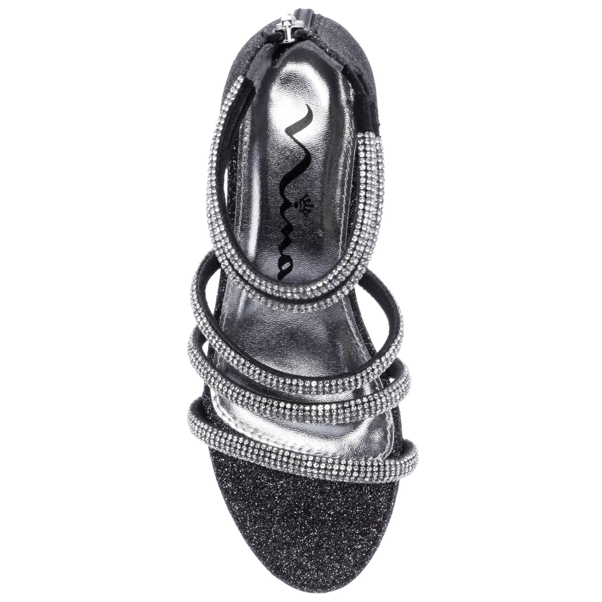 Nina Shoes Girls Sparklar Black Glitter Rhinestone Dress Sandals