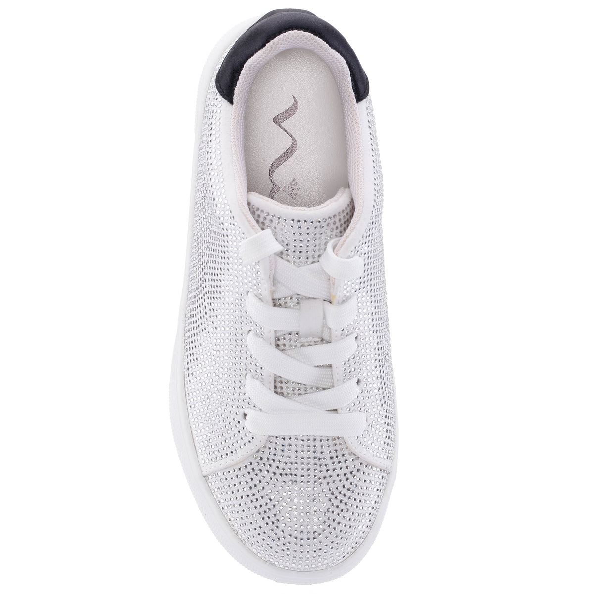 Nina Shoes Girls Gigee White Rhinestone Low Top Sneakers