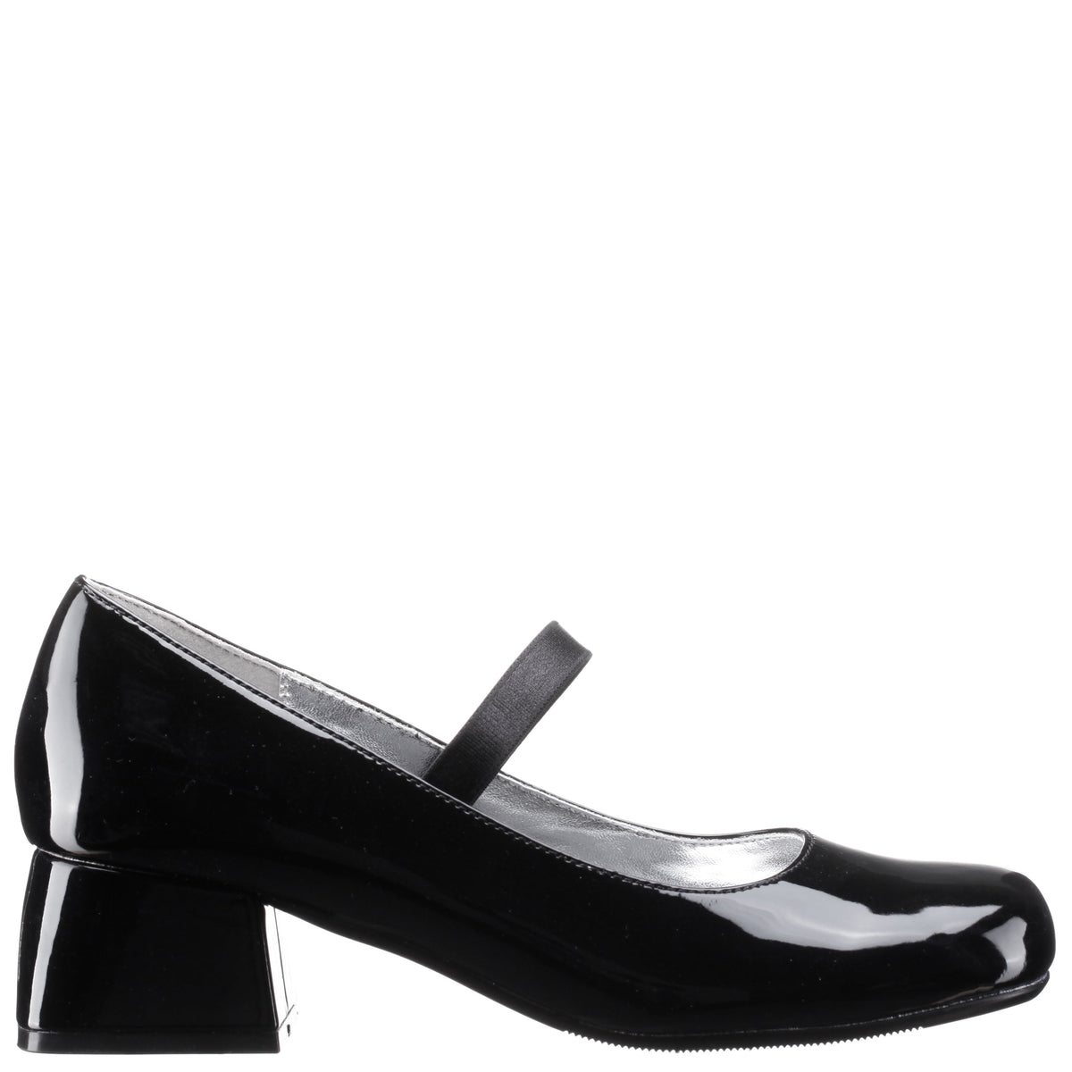 Nina Shoes Girls Tevi Black Patent Elastic Strap Dress Shoes