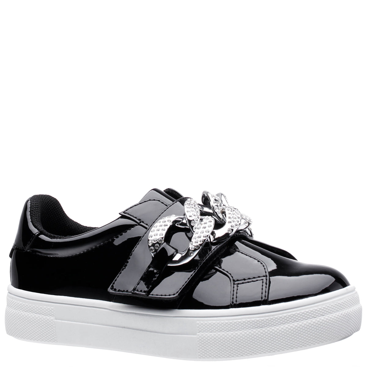 Nina Shoes Girls Emaleigh Black Patent Low Top Slip-on Sneakers