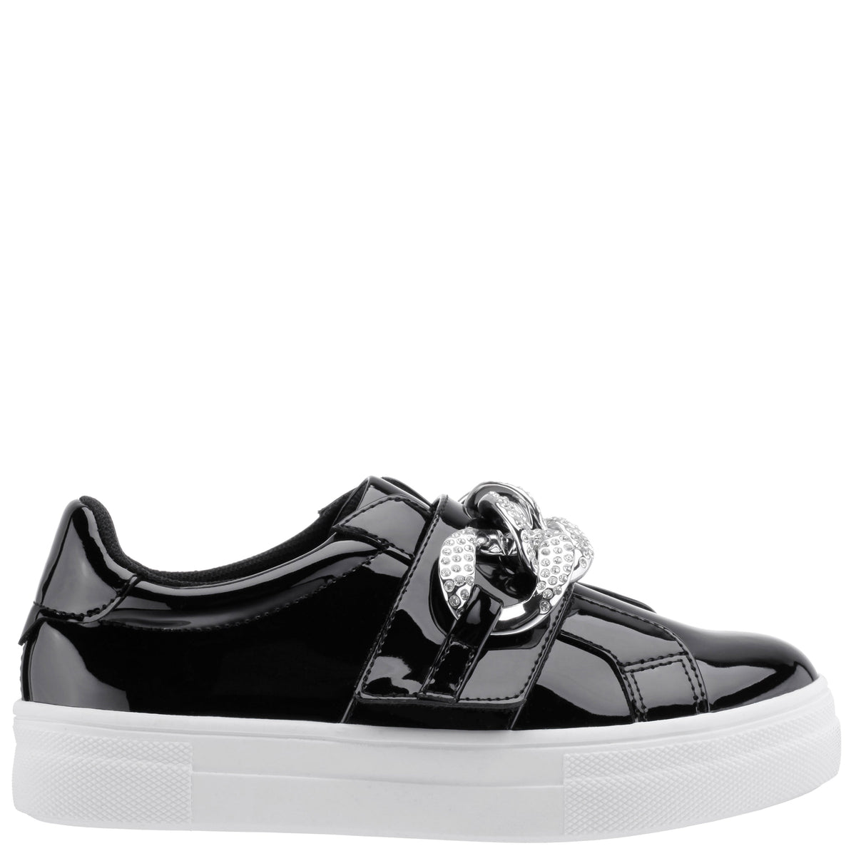 Nina Shoes Girls Emaleigh Black Patent Low Top Slip-on Sneakers