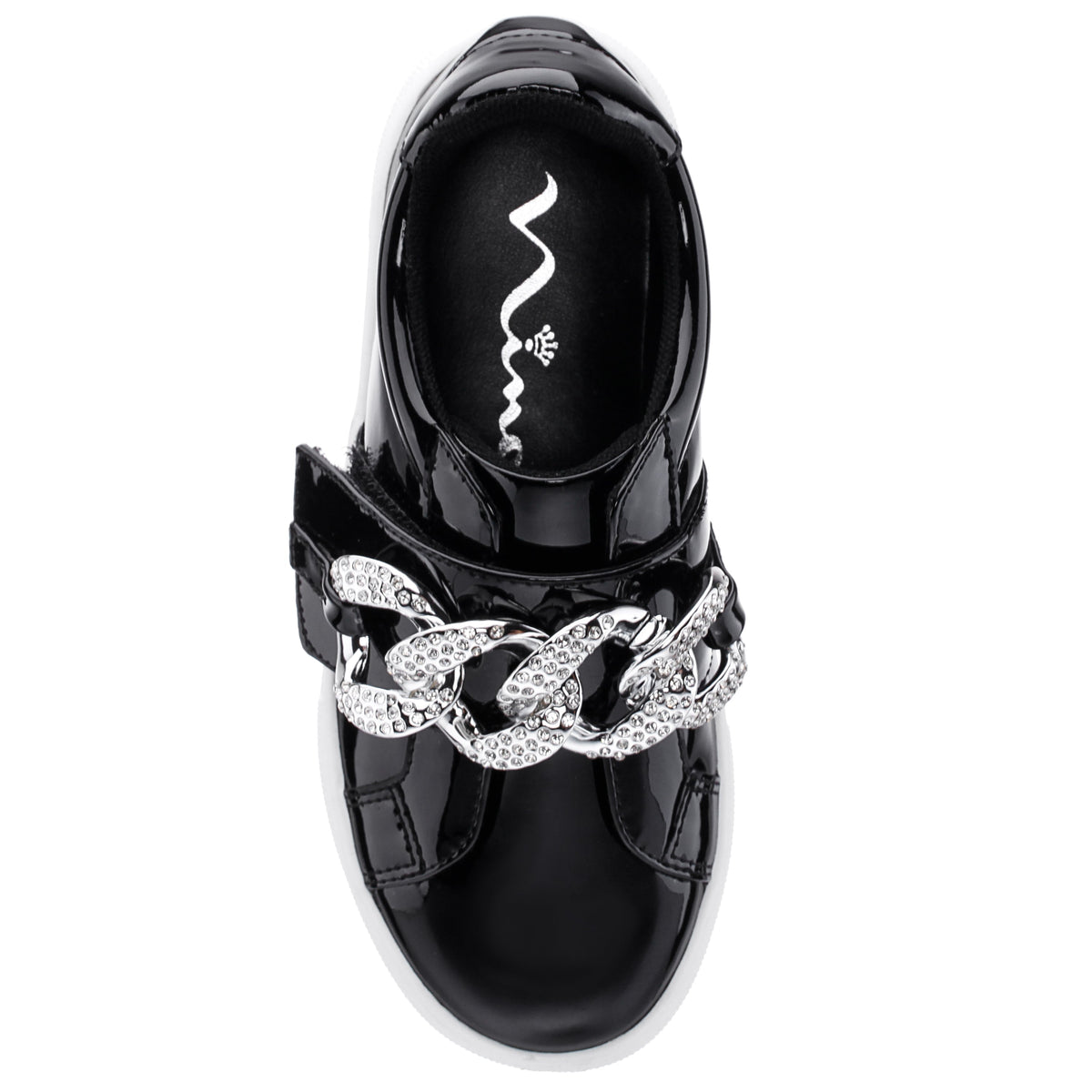 Nina Shoes Girls Emaleigh Black Patent Low Top Slip-on Sneakers