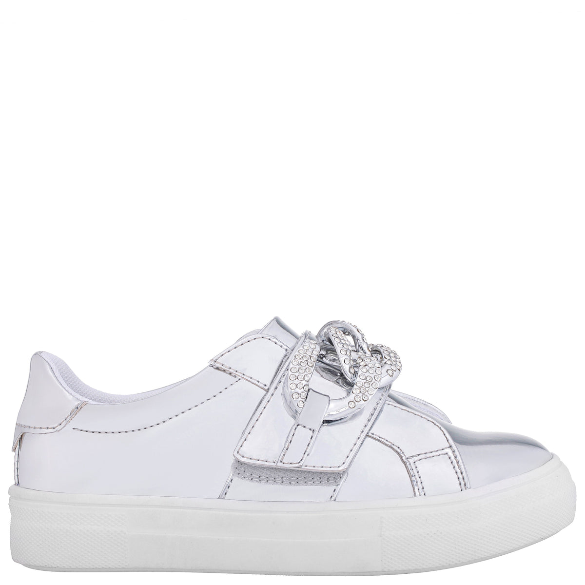 Nina Shoes Girls Emaleigh Silver Metallic Low Top Slip-on Sneakers